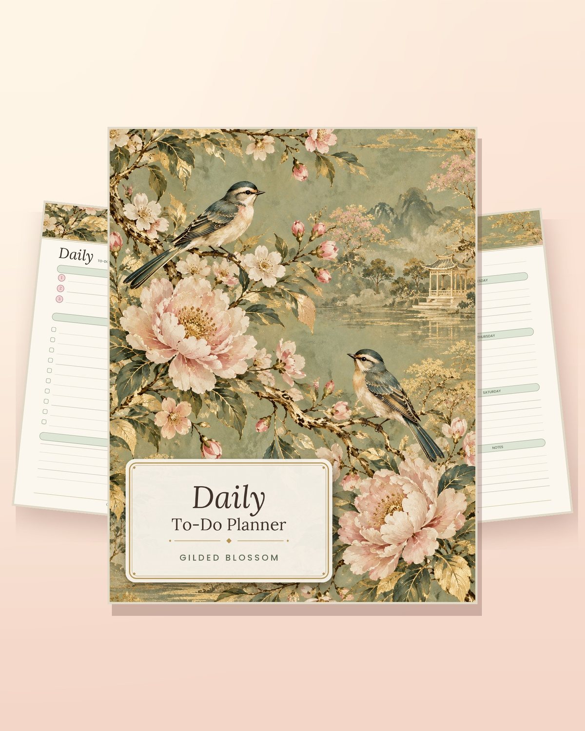Daily To-Do Planner - Gilded Blossom cover and sample pages