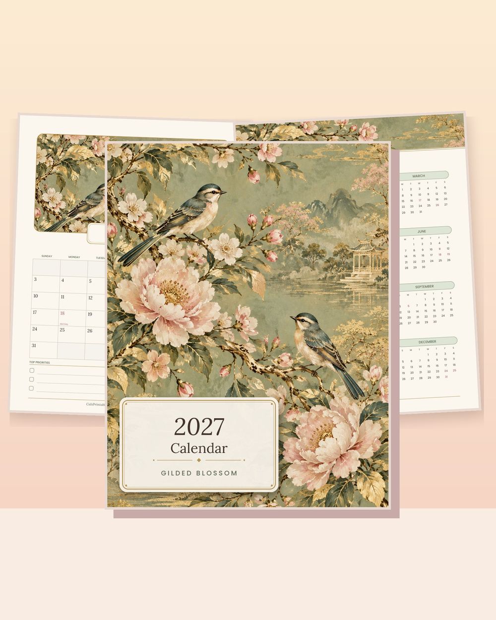 2027 Calendar - Gilded Blossom cover and sample pages