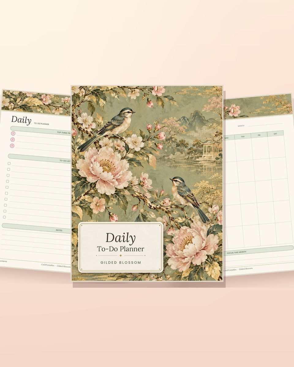 Daily To-Do Planner - Gilded Blossom cover and sample pages